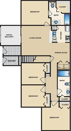 Plan D - Four Bedroom / Two Bath*